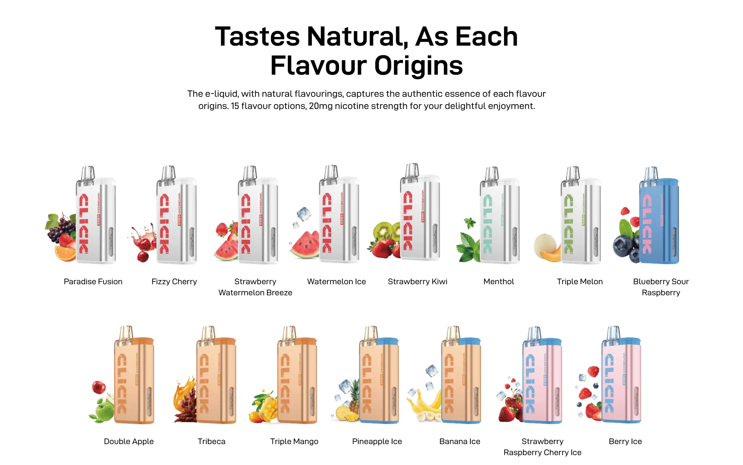 vaporesso-coss-click-15种天然口味-列表
